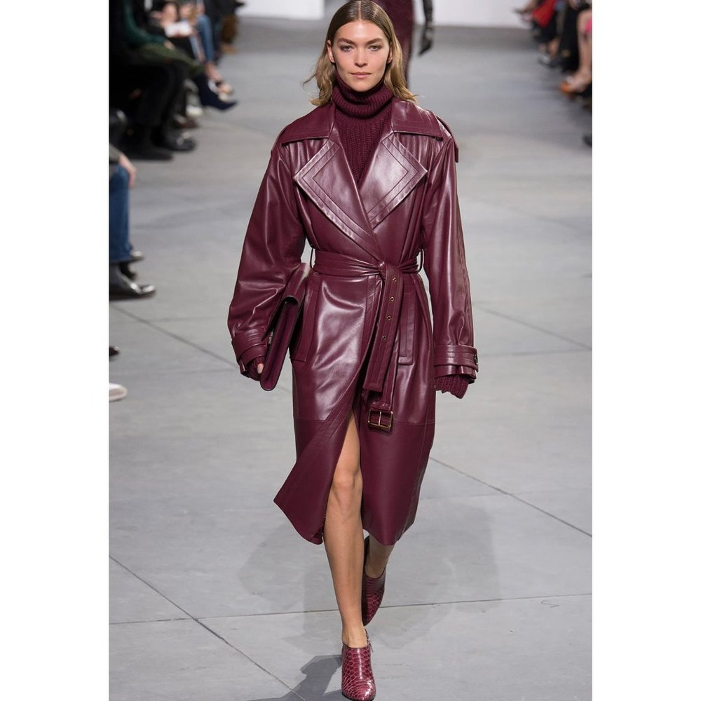 Michael Kors Collection Lamb Leather Oversize Coat